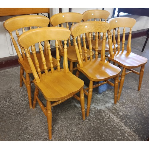 202A - A set of six Victorian style beech kitchen chairs