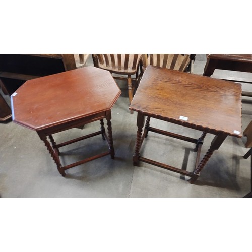 207 - Two early 20th Century oak barleytwist occasional tables