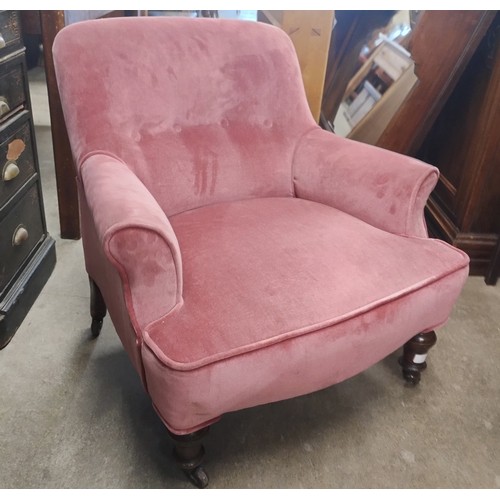 221 - A Victorian mahogany and fabric upholstered lady's chair