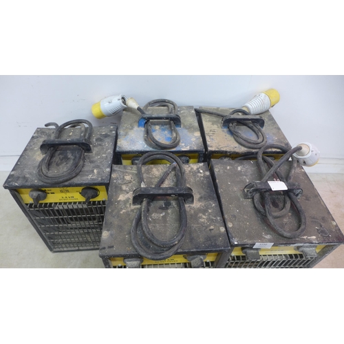 5150 - 5 x 110V Elite model EHFH110, 2800W fan heaters