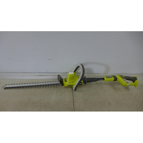 5203 - A Ryobi OHT1850X X Reach cordless hedge cutter and a Worx WG210E cordless long blade hedge cutter