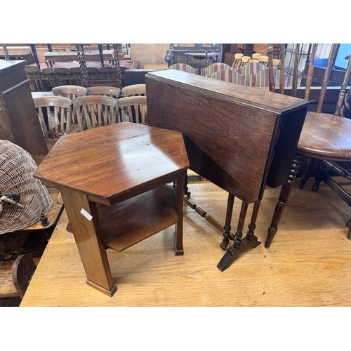 287 - An early 20th Century barleytwist occasional table, a penny seat chair, an Edward VII mahogany Suthe... 