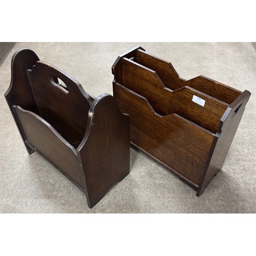 192 - An Art Deco oak magazine rack and one other