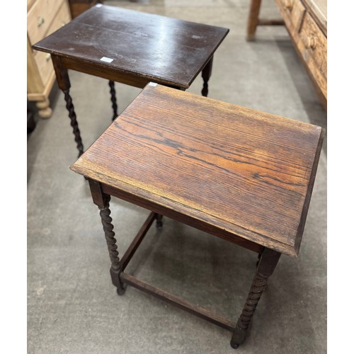 193 - Two early 20th Century oak barleytwist occasional tables