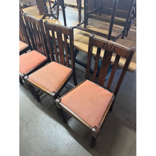 288 - A set of four Art Deco oak barleytwist dining chairs