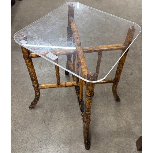 194 - A Victorian Aesthetic Movement bamboo and Perspex topped occasional table