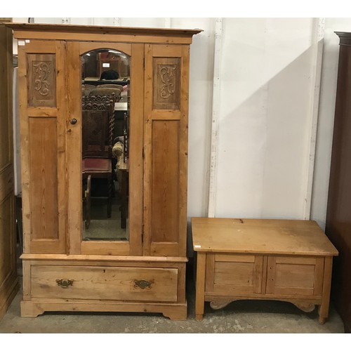 269 - A late Victorian pine wardrobe and a blanket box