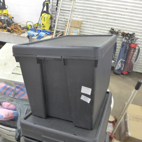 5233 - 9 black plastic storage boxes and lids