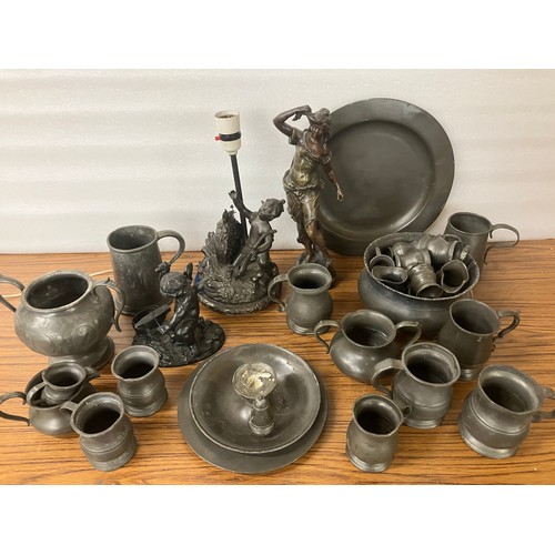 304 - Assorted pewter and other metalware