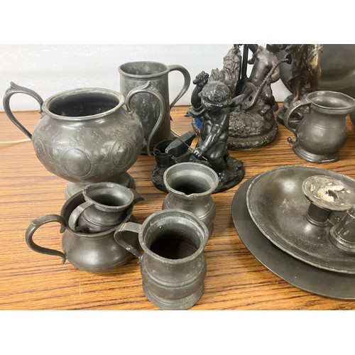 304 - Assorted pewter and other metalware