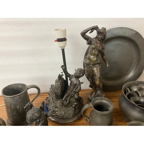 304 - Assorted pewter and other metalware