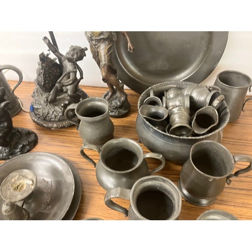 304 - Assorted pewter and other metalware