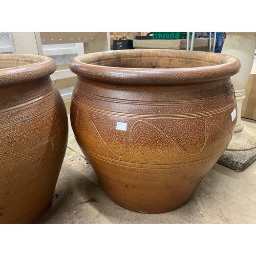 314 - A pair of large salt glazed terracotta garden planters