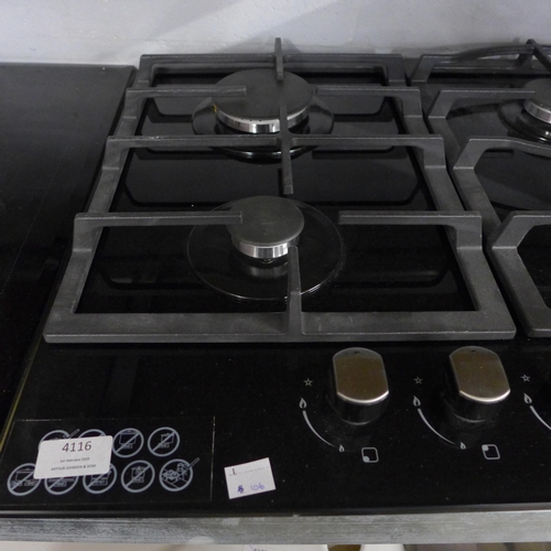 4116 - Viceroy 60cm 4 burner gas on glass hob (481-106) *This lot is subject to VAT