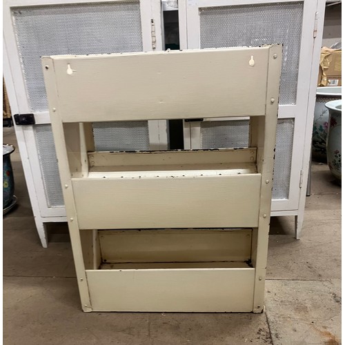 316 - Two white painted meat safes and a vegetable rack