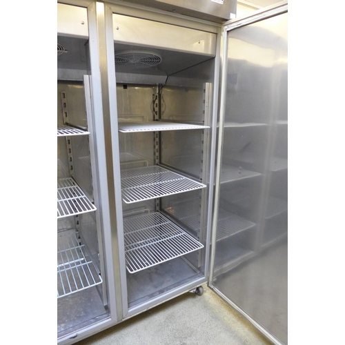 4132 - Stainless steel double catering fridge  *This lot is subject to VAT