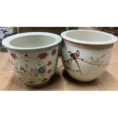 320 - Two large Chinese porcelain planters, one a/f