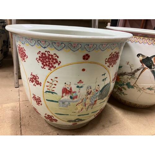 320 - Two large Chinese porcelain planters, one a/f