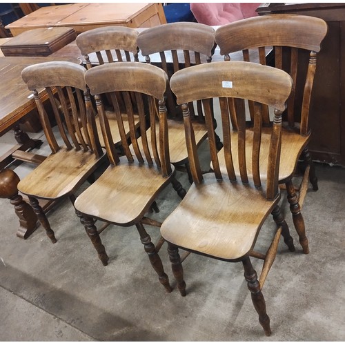 234 - A set of six Victorian elm and beech farmhouse kitchen chairs