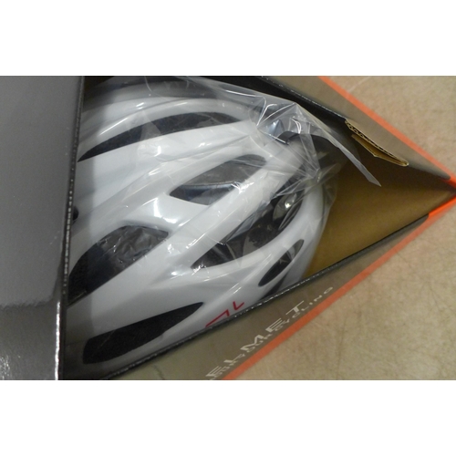 5258 - A box of 10 Vernal white, medium/large, boxed, unused bike helmets