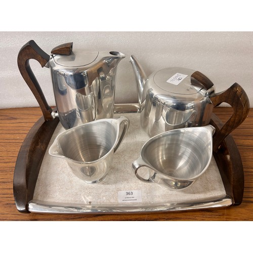 363 - A Picquot ware four piece tea service and tray