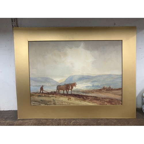 375 - J.W. Kelly, Irish farming scene, watercolour, dated 1925, unframed