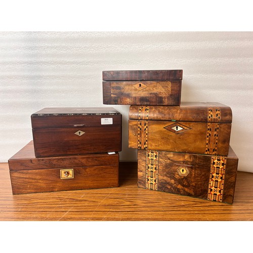 365 - Six assorted Victorian lady's sewing/jewellery boxes