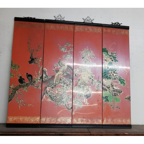 350 - A set of Chinese scarlet lacquered wall panels