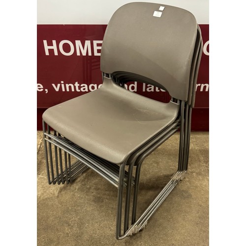 121 - A set of six Herman Miller plastic and tubular metal Limerick stacking chairs