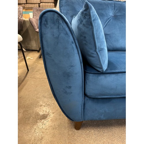 3152 - A Hoxton blue velvet upholstered three seater sofa (marked)