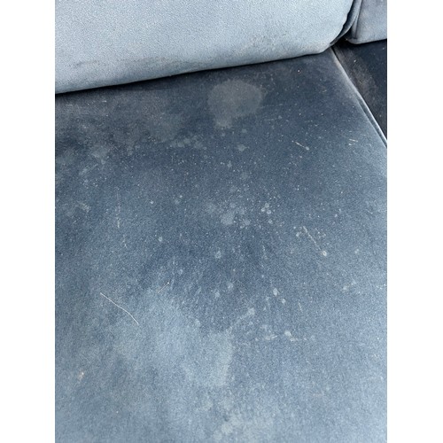 3152 - A Hoxton blue velvet upholstered three seater sofa (marked)