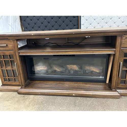 3235 - 2x Everett media mantel entertainment units with electric fire - (both damaged), original RRP £583.3... 