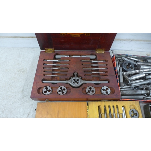 5302 - Five Moore & Wright micrometers, cased and other measuring tools