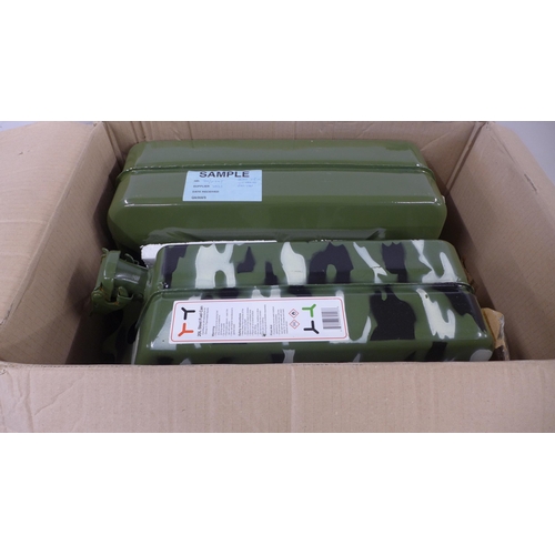 5305 - *VAT* Two boxed sample steel 20l Jerry cans with two spouts