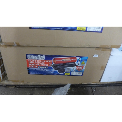 5339 - *VAT* A boxed sample Clarke XR60DV 50,000BTU (14.7kw) duel voltage paraffin/diesel heater