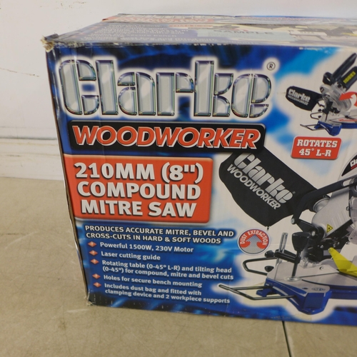 5173 - *VAT* A boxed sample Clarke Woodworker CMS210B 210mm (8”) compound mitre saw