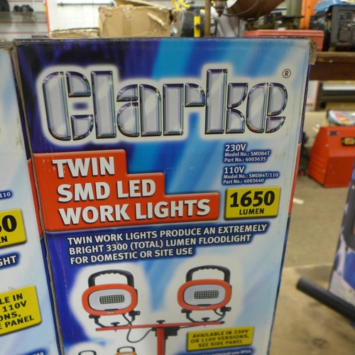 5340 - *VAT* Two Clarke SMD LED work lights boxed