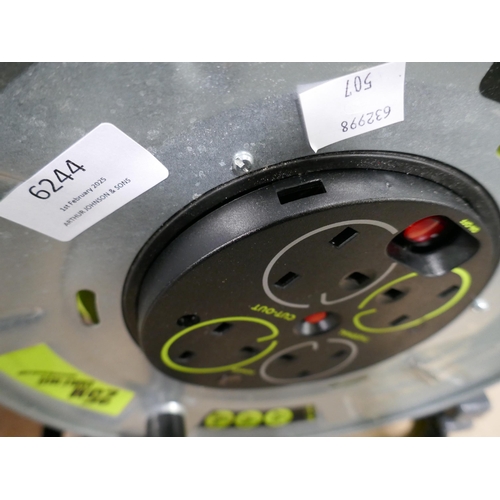 6244 - Masterplug 25m cable reel 4 socket  (351-507) *This lot is subject to VAT