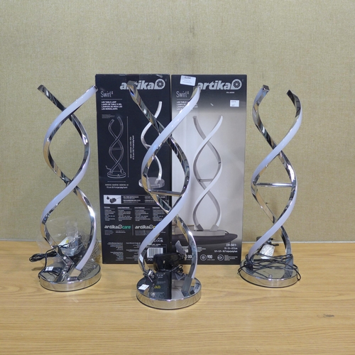 6194 - Three Artika chrome led swirl table lamps (351-428-430) *This lot is subject to VAT