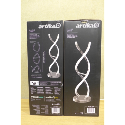 6194 - Three Artika chrome led swirl table lamps (351-428-430) *This lot is subject to VAT