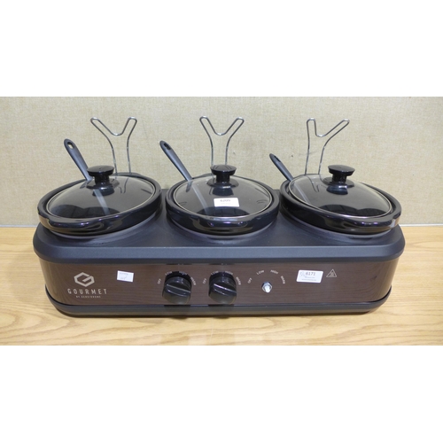 6209 - Gourmet triple slow cooker   (350-217/901) *This lot is subject to VAT