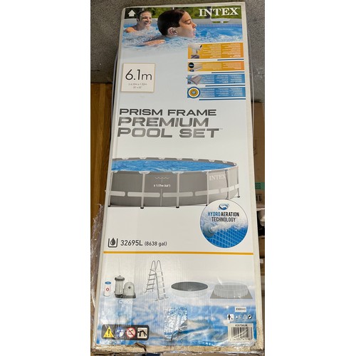 3218 - An Intex 20ft round prism frame pool -(6.1m X 1.32m), original RRP £666.66 + VAT (4215-11) *This lot... 