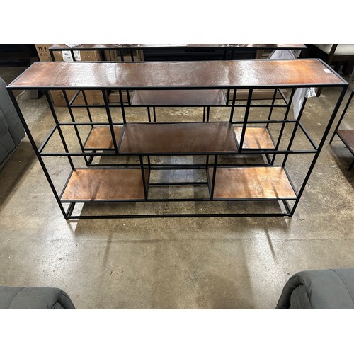 3300 - A black metal and copper effect sideboard