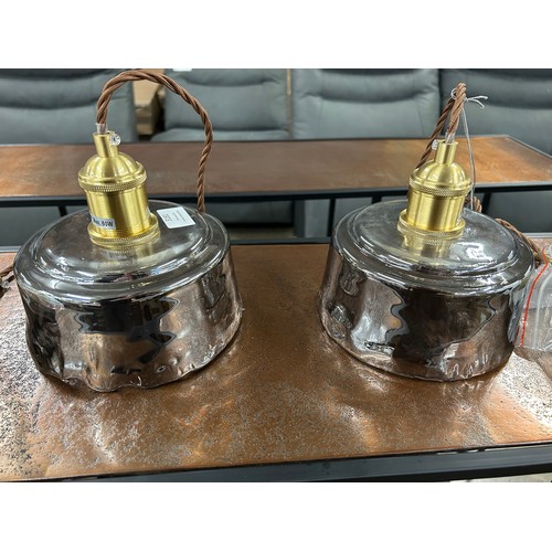 3070 - A pair of smoked glass café lights