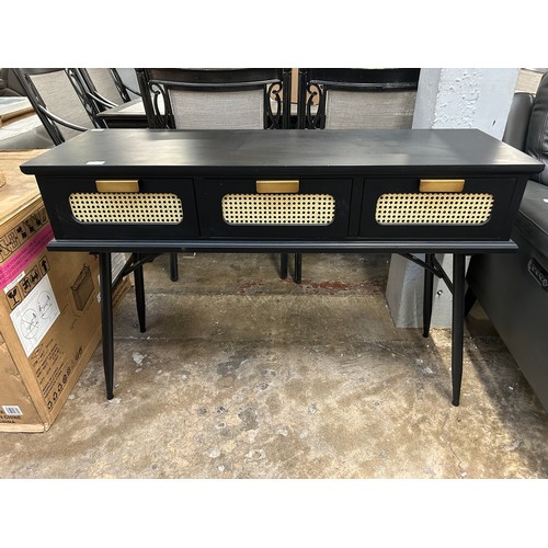 3111 - A black three drawer console table