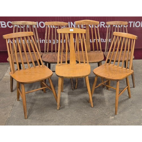 74 - Seven Scandinavian beech kitchen chairs