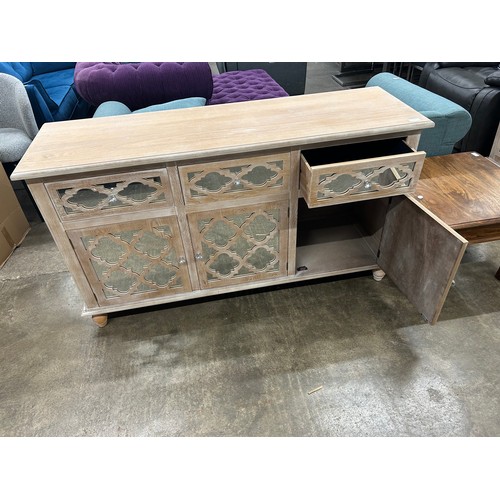 3166 - A wood lattice mirrored sideboard