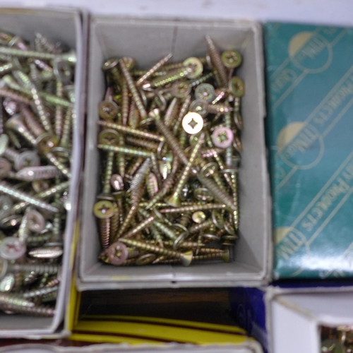 5006 - 10 boxes of assorted unused hardened wood screws