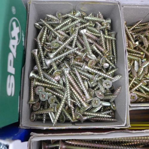 5006 - 10 boxes of assorted unused hardened wood screws