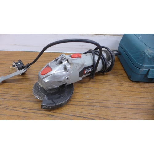 5027 - Three assorted power tools -A Hilka Max 230v angle grinder, a 240v hammer drill and a 240v GF30 angl... 